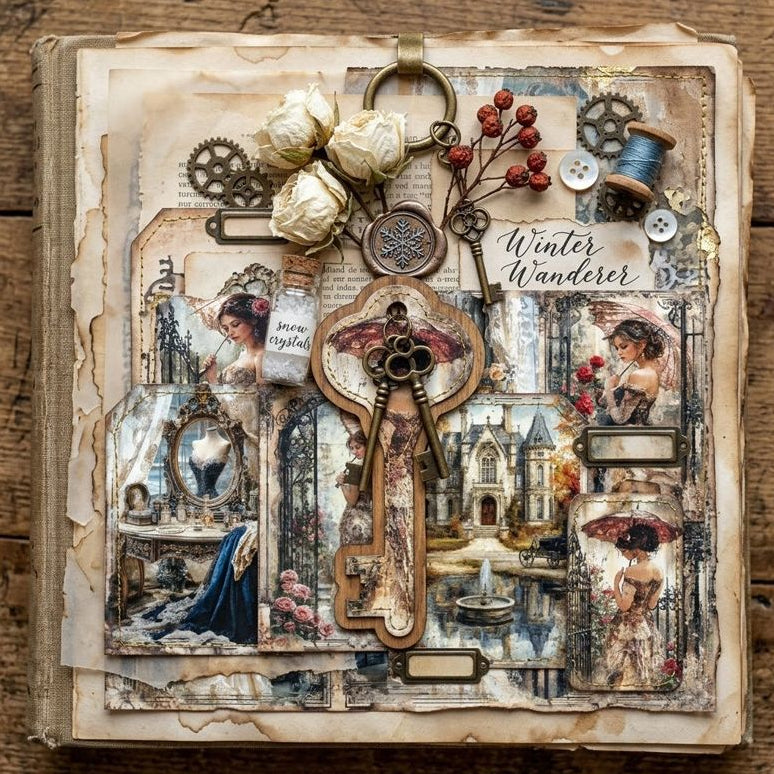 A5 Vintage Beauty Series material paper 8 Sheets image 1