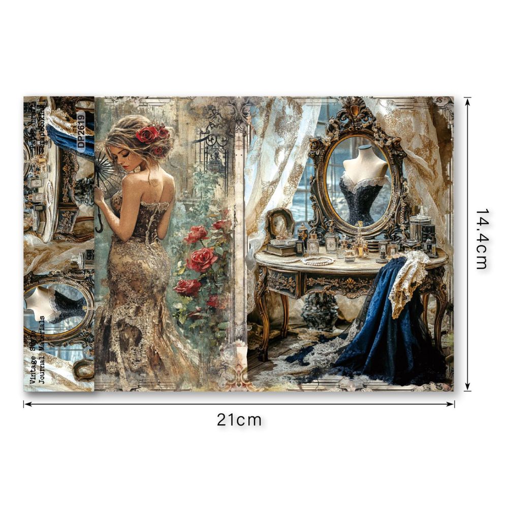 A5 Vintage Beauty Series material paper 8 Sheets image 4
