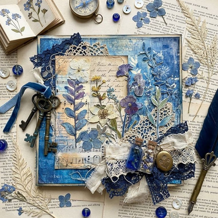 A5 Vintage Flower Series Material Paper 8 Sheets image 1