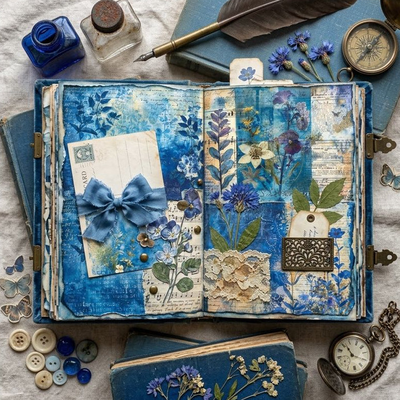 A5 Vintage Flower Series Material Paper 8 Sheets image 2
