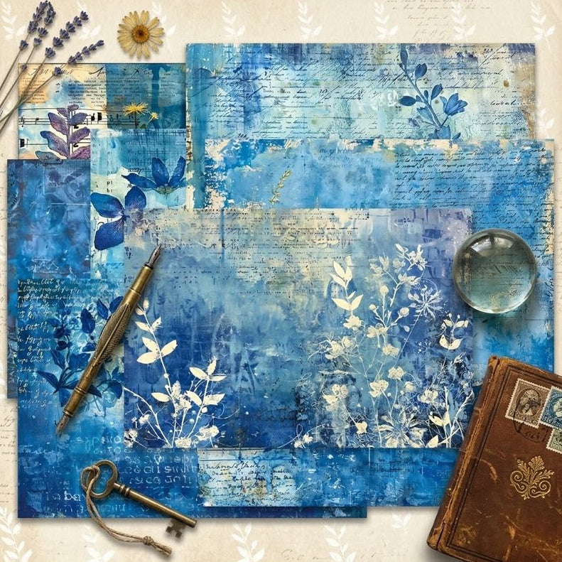 A5 Vintage Flower Series Material Paper 8 Sheets image 3