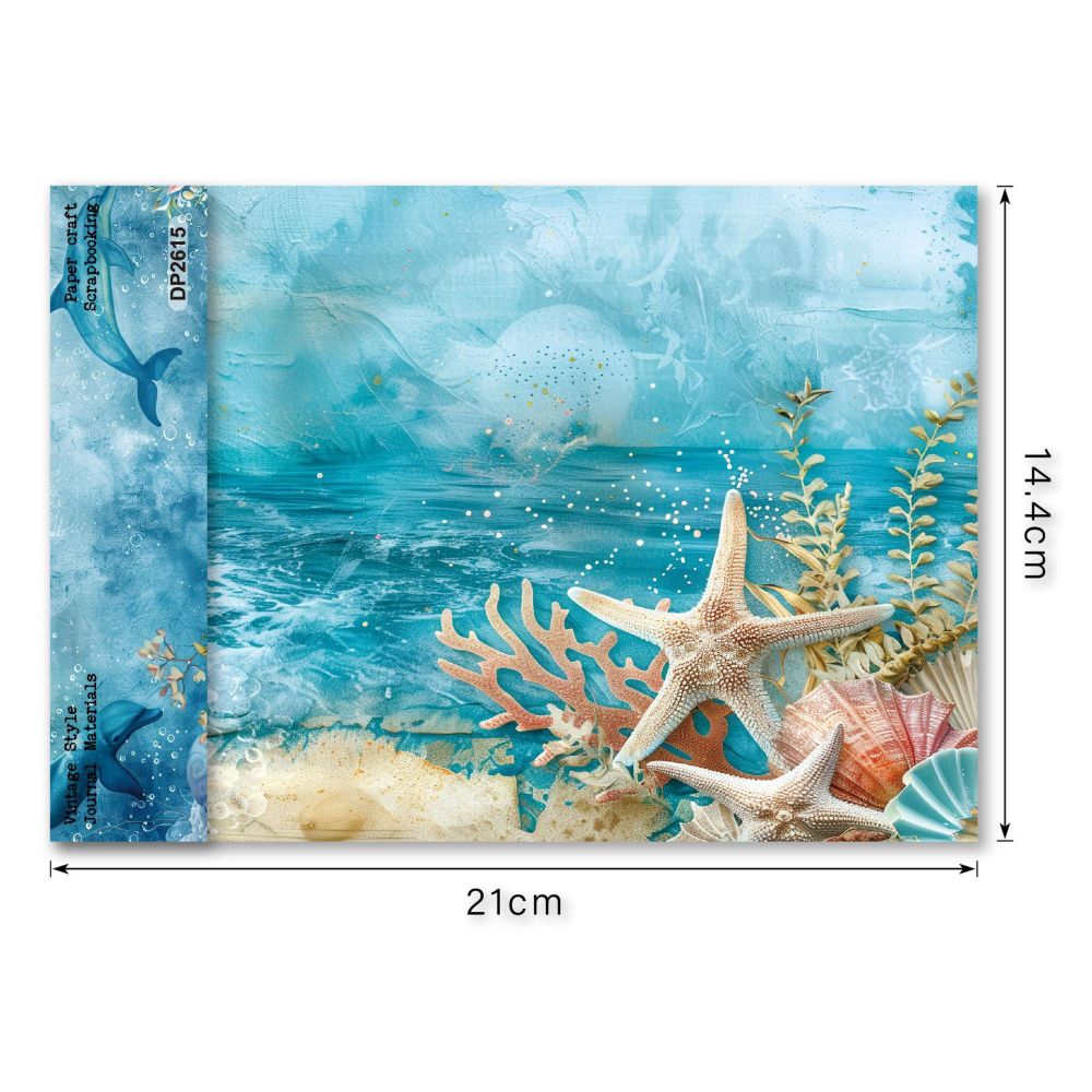 A5 Underwater Series material paper 8 Sheets image 4