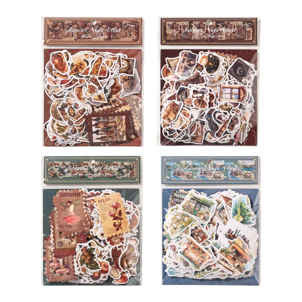 Vintage Summer Evening Breeze Series Paper Stickers 300psc 4 Designs image 4