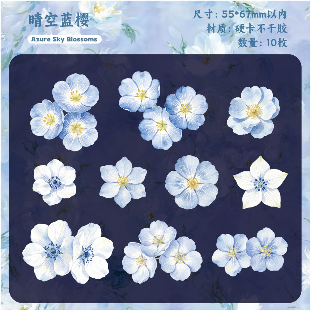 Floral Note Series Paper Stickers 10psc 6 variants