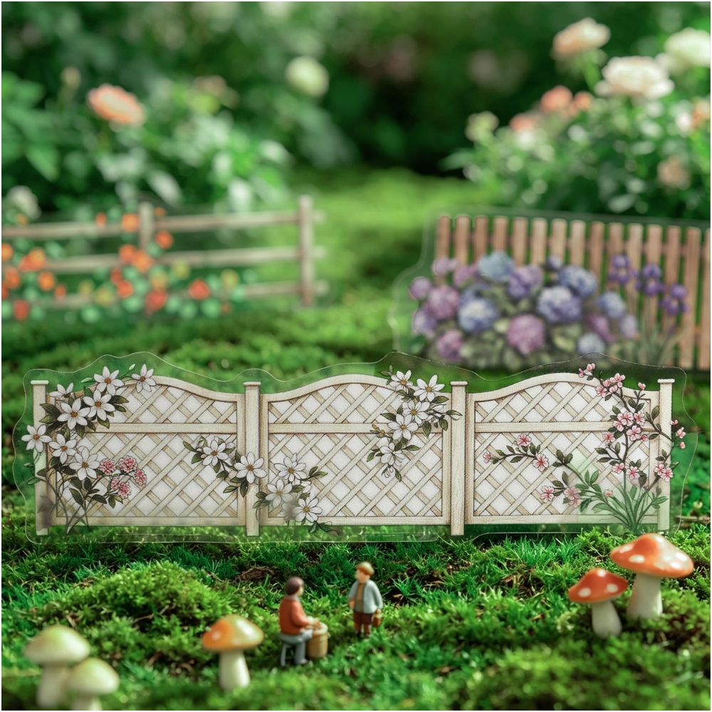 Floral Fence Series PET Stickers 10psc 4 Designs image 1
