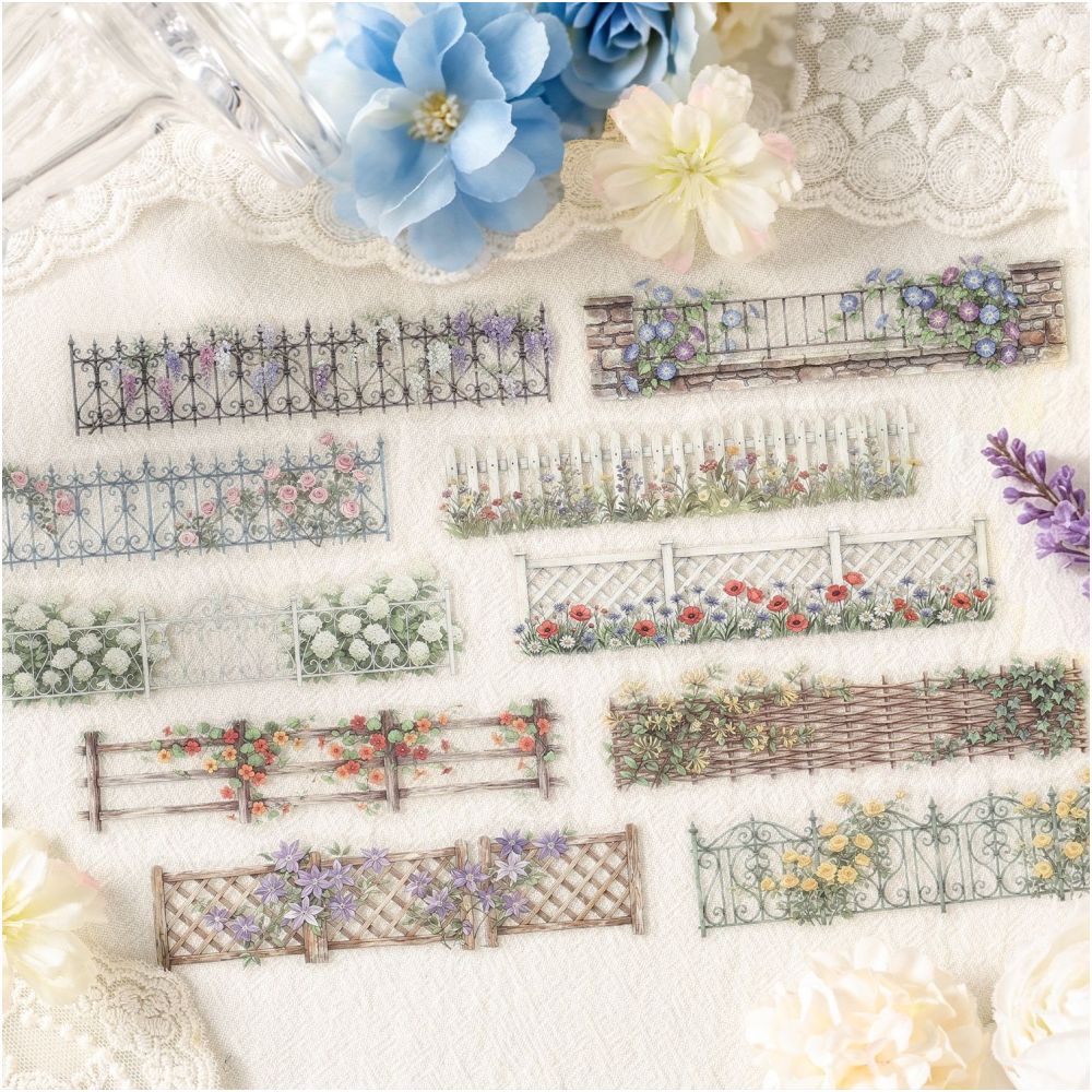 Floral Fence Series PET Stickers 10psc 4 Designs image 2