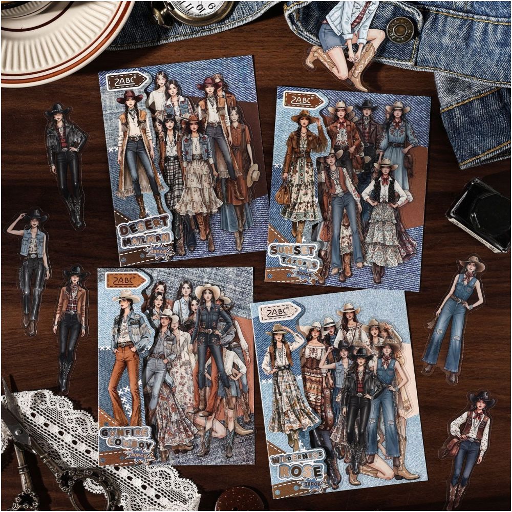Western Cowboy Series PET Stickers 30psc 4 Designs image 0