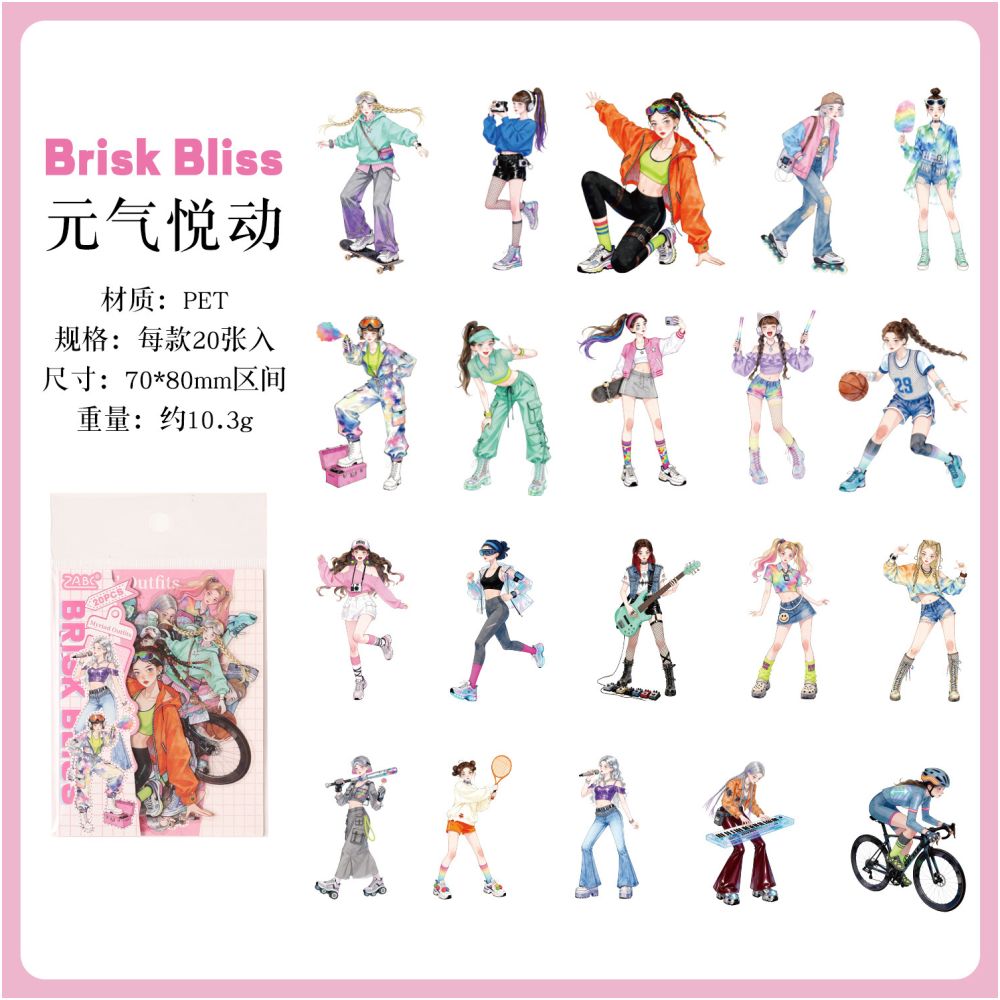 Fashion Icons Series PET Stickers 20psc 6 Styles