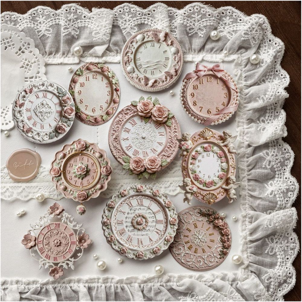 Vintage Clock Series Paper Stickers 10psc 4 Styles image 1