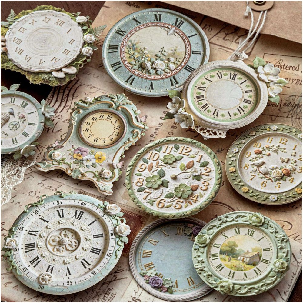 Vintage Clock Series Paper Stickers 10psc 4 Styles image 2