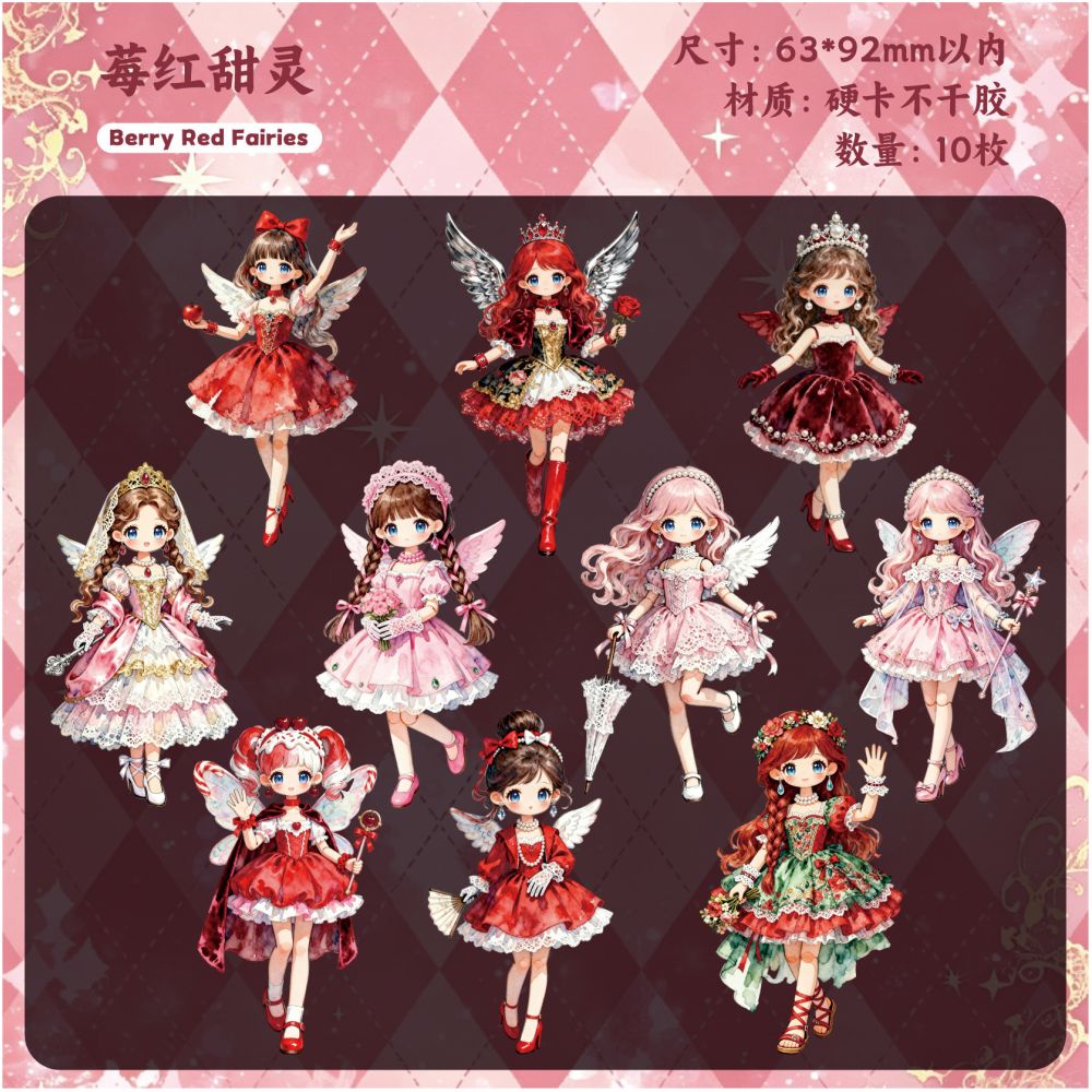 Lolita Elf Series Paper Stickers 10psc 6 variants