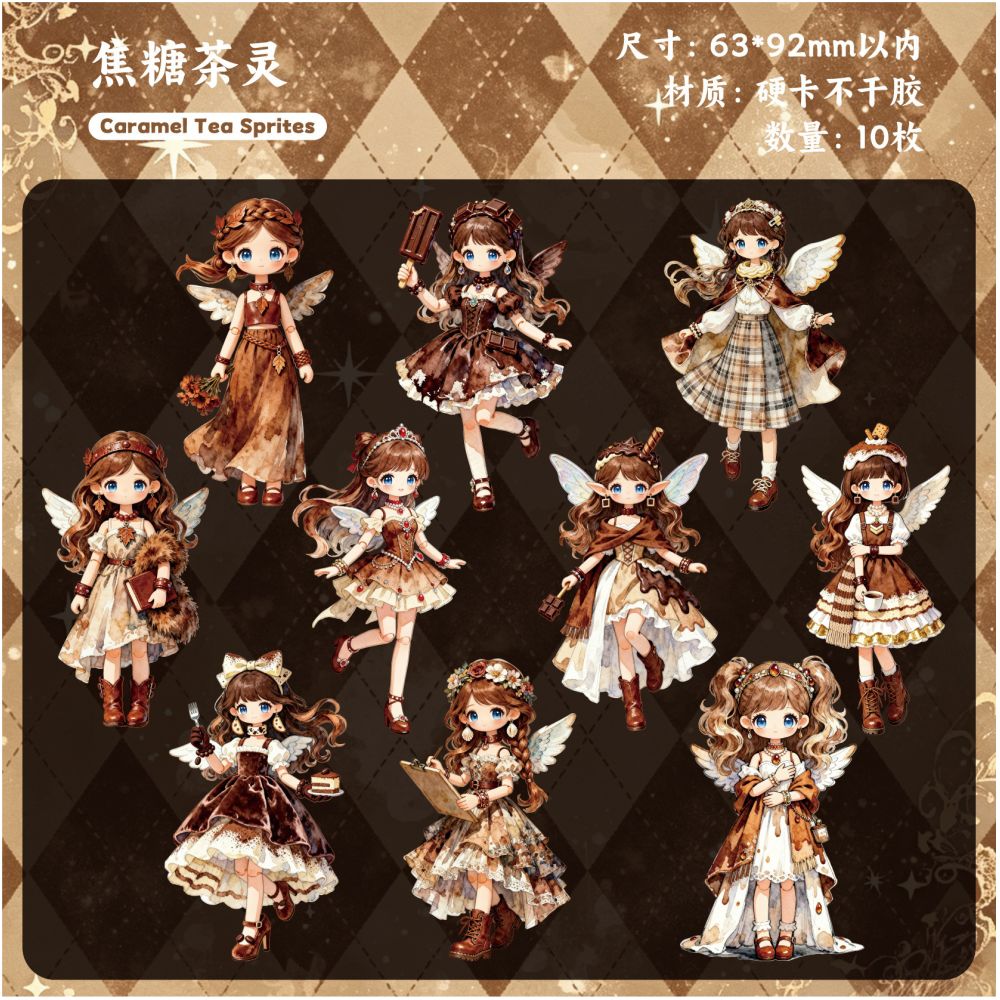 Lolita Elf Series Paper Stickers 10psc 6 variants