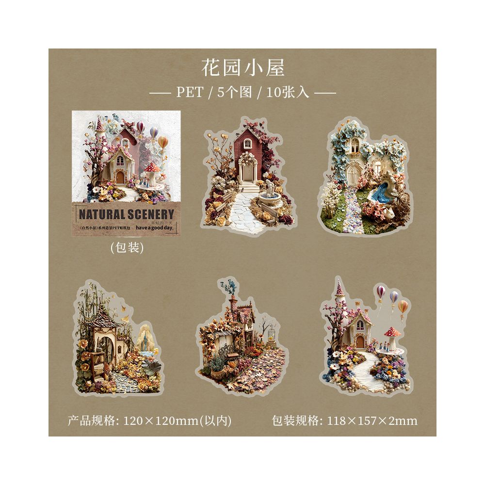 Natural Scenery Series PET Stickers 10psc 6 designs