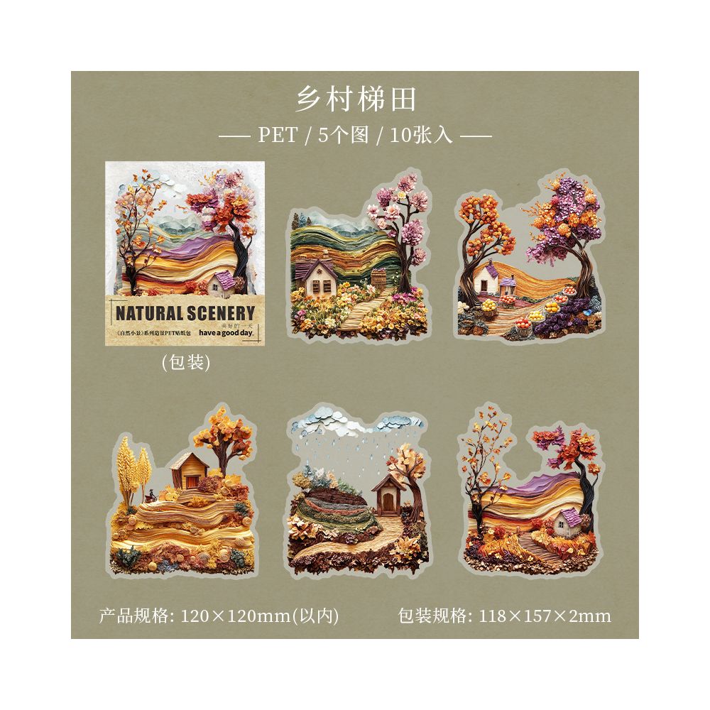 Natural Scenery Series PET Stickers 10psc 6 designs