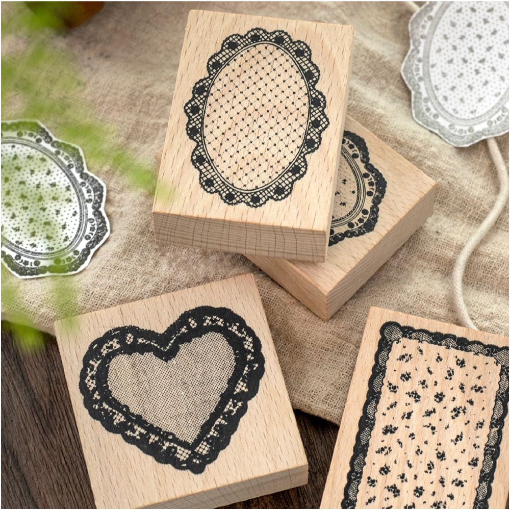 Dream of Lace Series Wood Stamp 4cm x 7cm 6 variants image 0