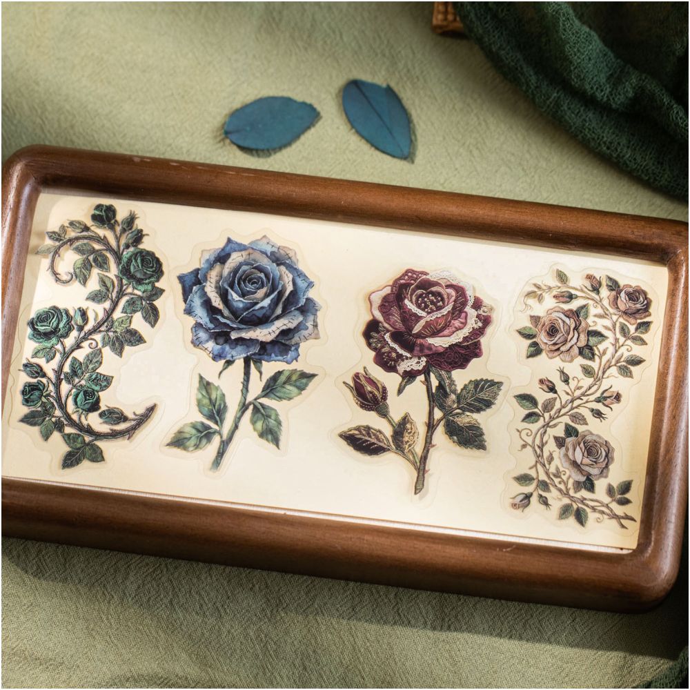 Fabric Flower Series PET Stickers 16psc 4 variants image 0