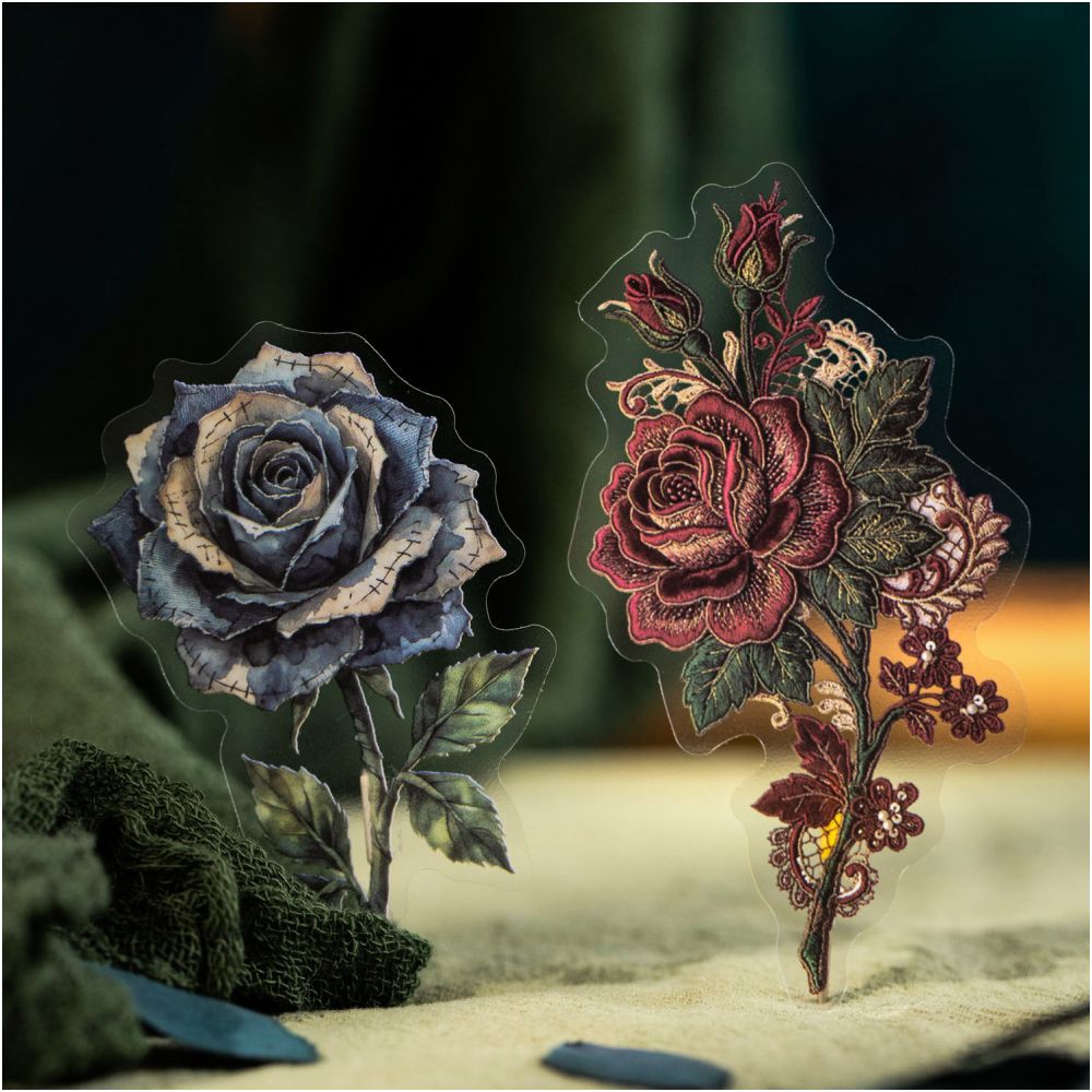 Fabric Flower Series PET Stickers 16psc 4 variants image 1