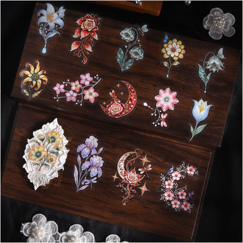 Vintage Floral Life Series PET Stickers 16psc 6 Designs image 2