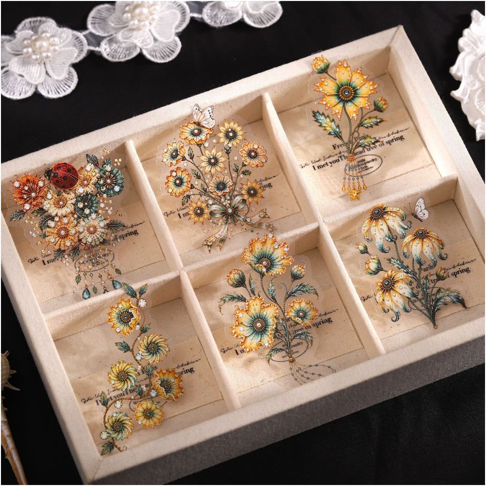 Vintage Floral Life Series PET Stickers 16psc 6 Designs image 3