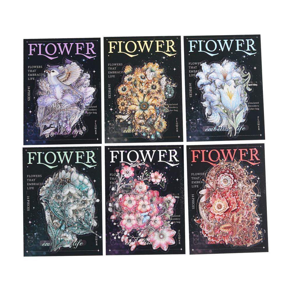Vintage Floral Life Series PET Stickers 16psc 6 Designs image 4