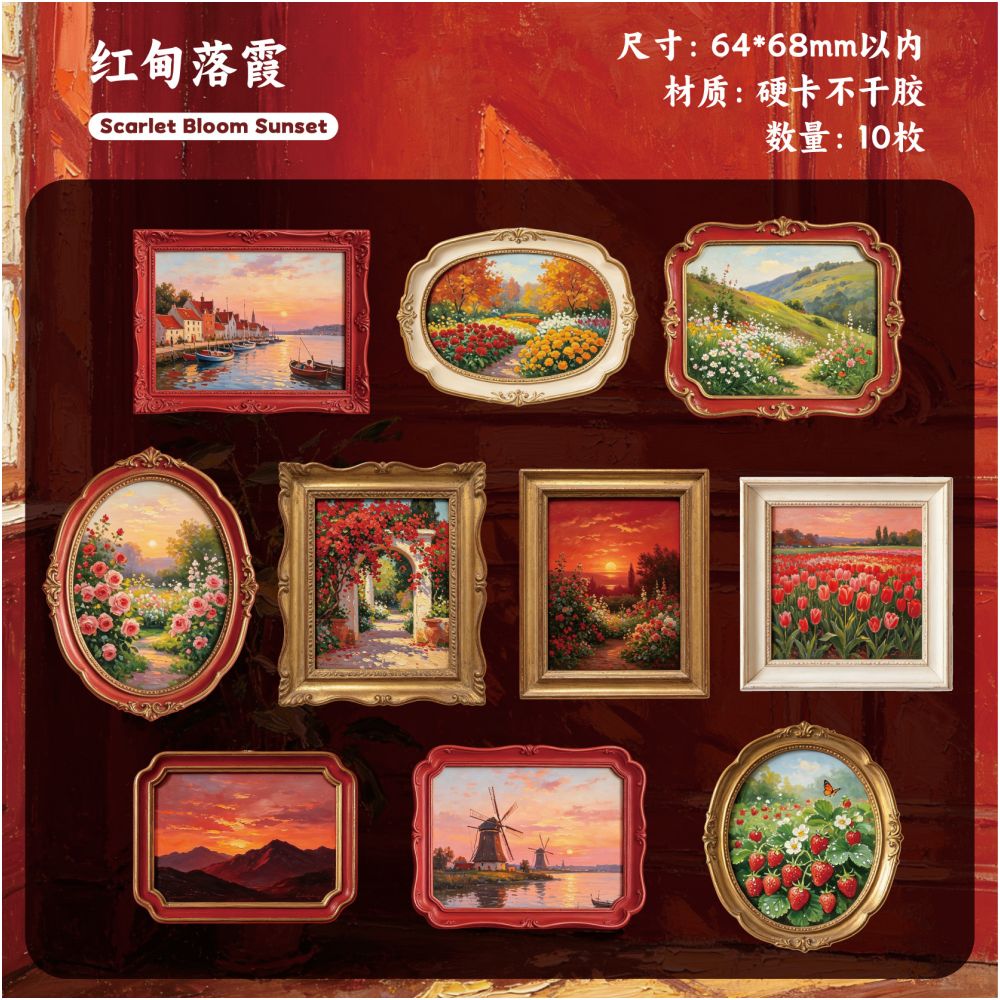 Retro Story Series Paper Stickers 10psc 6 variants