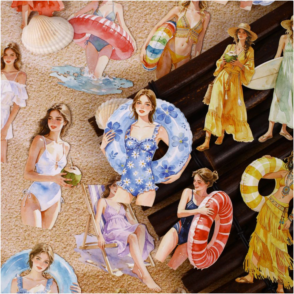 Hello Summer Series Paper Stickers 10psc 6 variants image 1