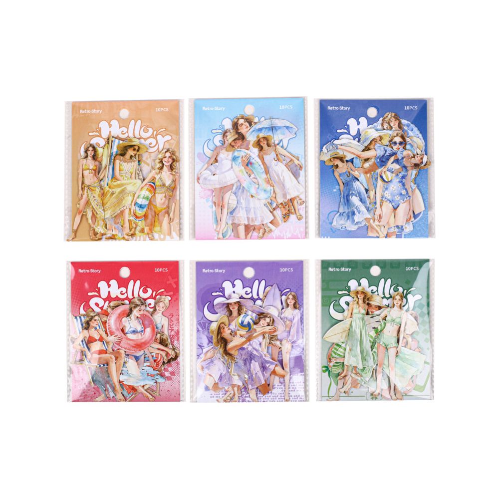Hello Summer Series Paper Stickers 10psc 6 variants image 4