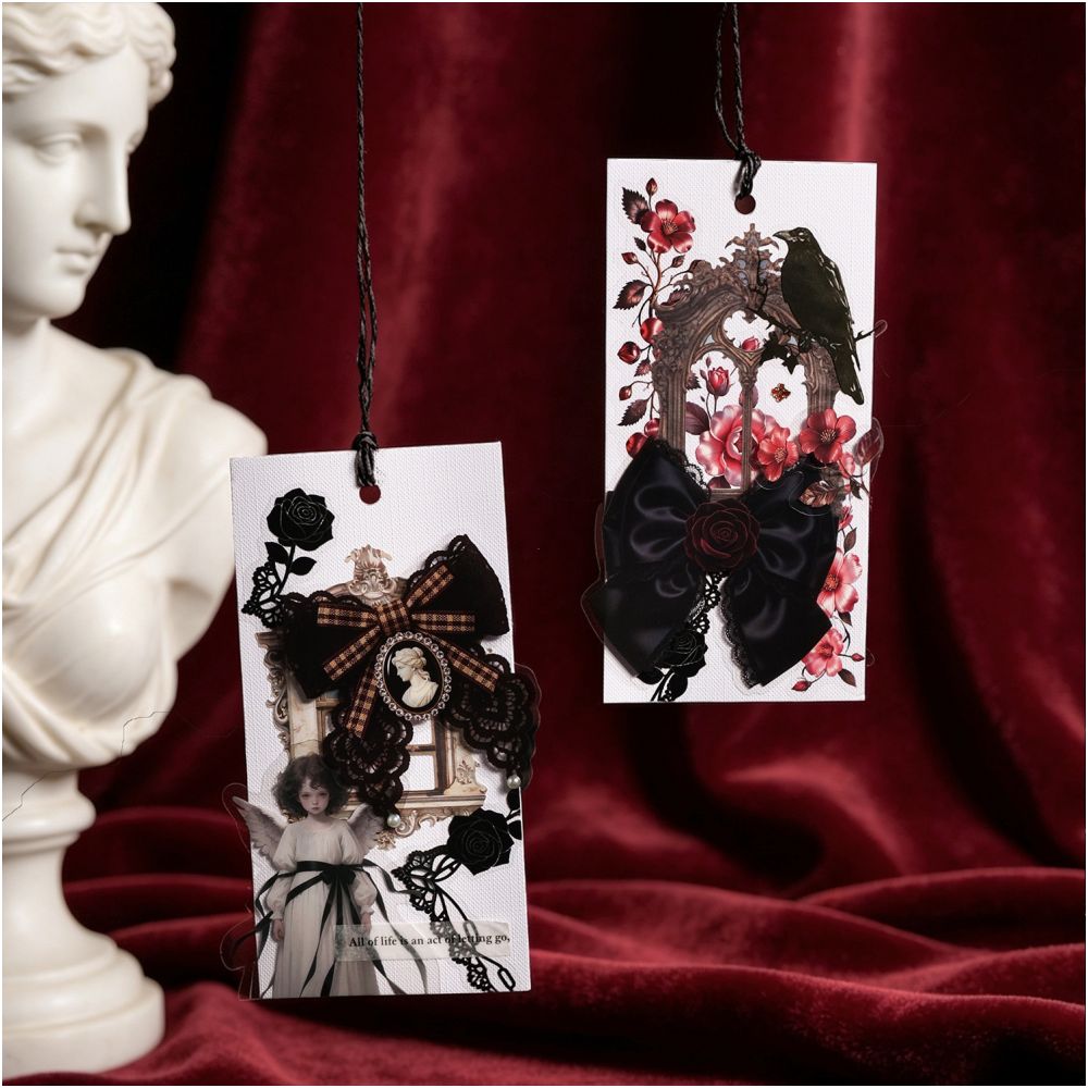 Vintage Gothic Bow Series PET Stickers 10psc 6 variants image 3