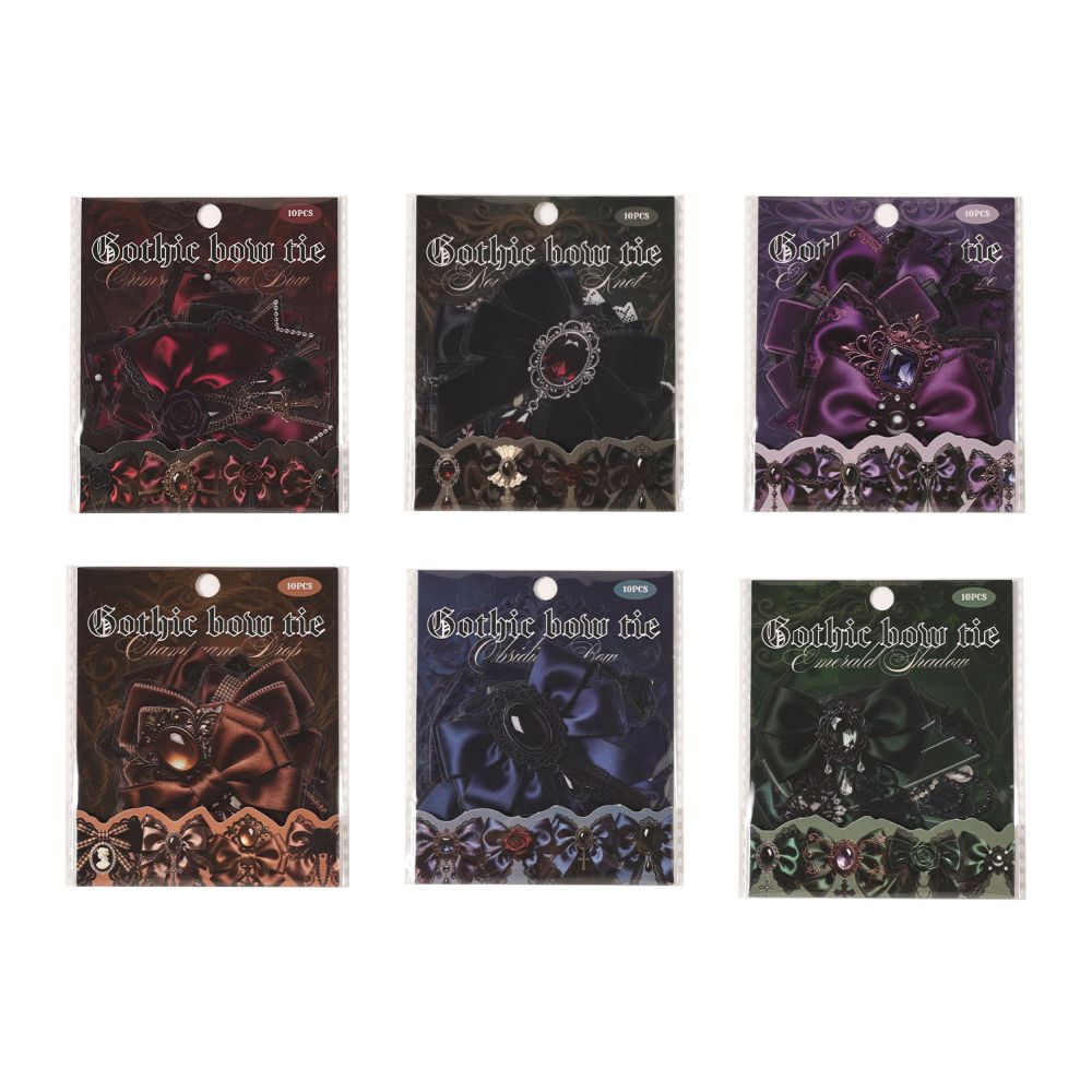 Vintage Gothic Bow Series PET Stickers 10psc 6 variants image 4