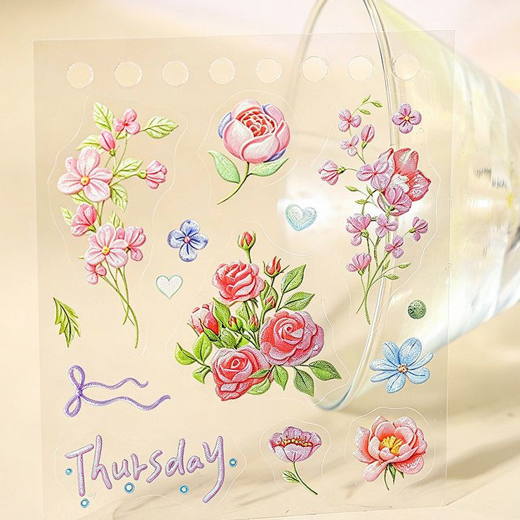 Colourful Floral Series PET Stickers 20psc 4 Designs image 1