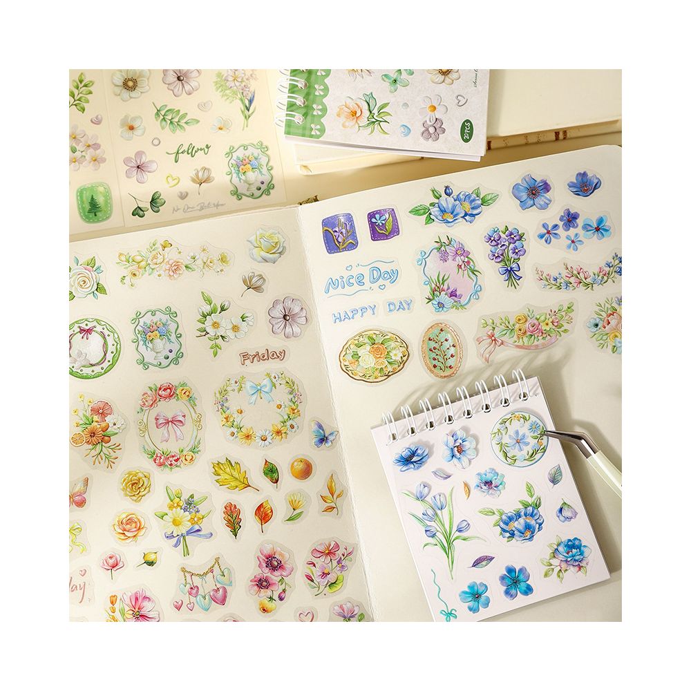 Colourful Floral Series PET Stickers 20psc 4 Designs image 2