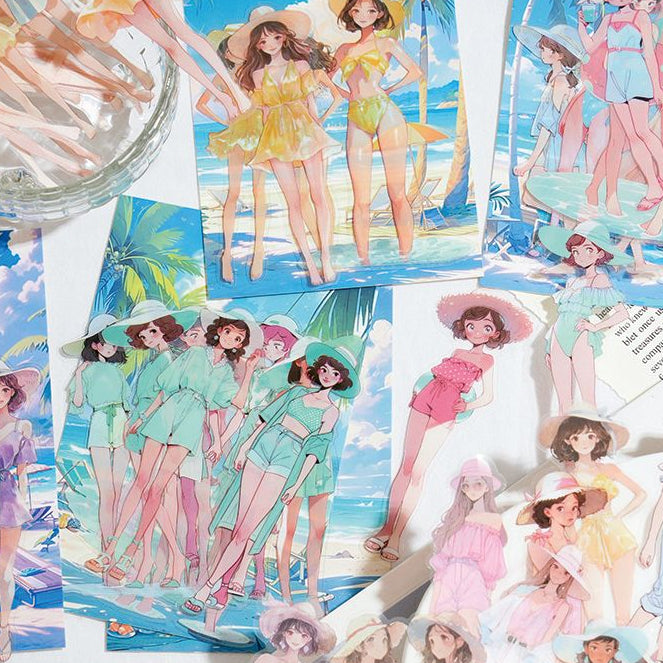 Summer Girl Series PET Stickers 10psc 6 Designs image 1