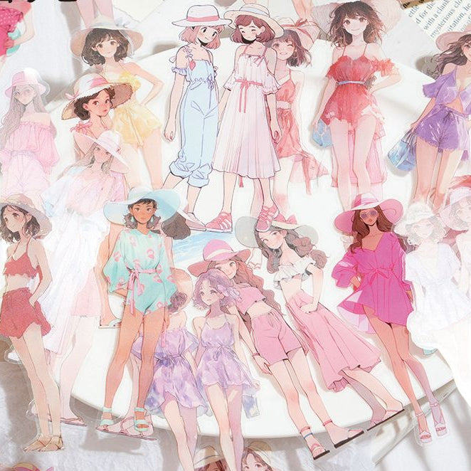Summer Girl Series PET Stickers 10psc 6 Designs image 2
