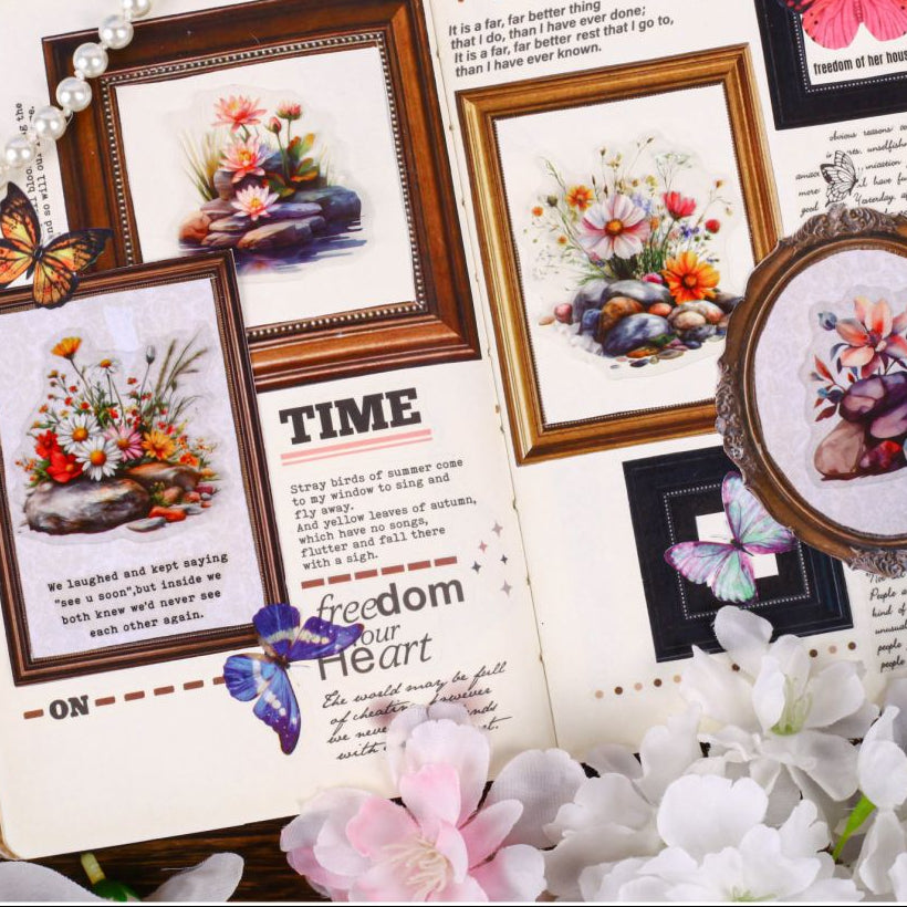 Gravel Flowers Series PET Stickers 16psc 6 variants image 2