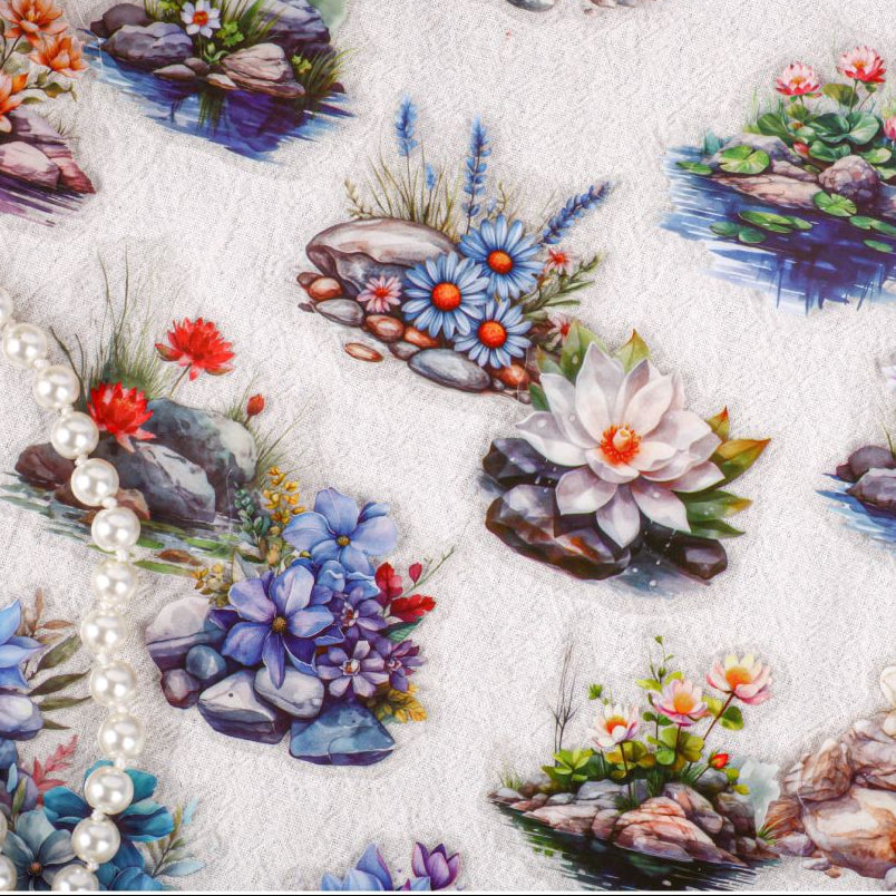 Gravel Flowers Series PET Stickers 16psc 6 variants image 3