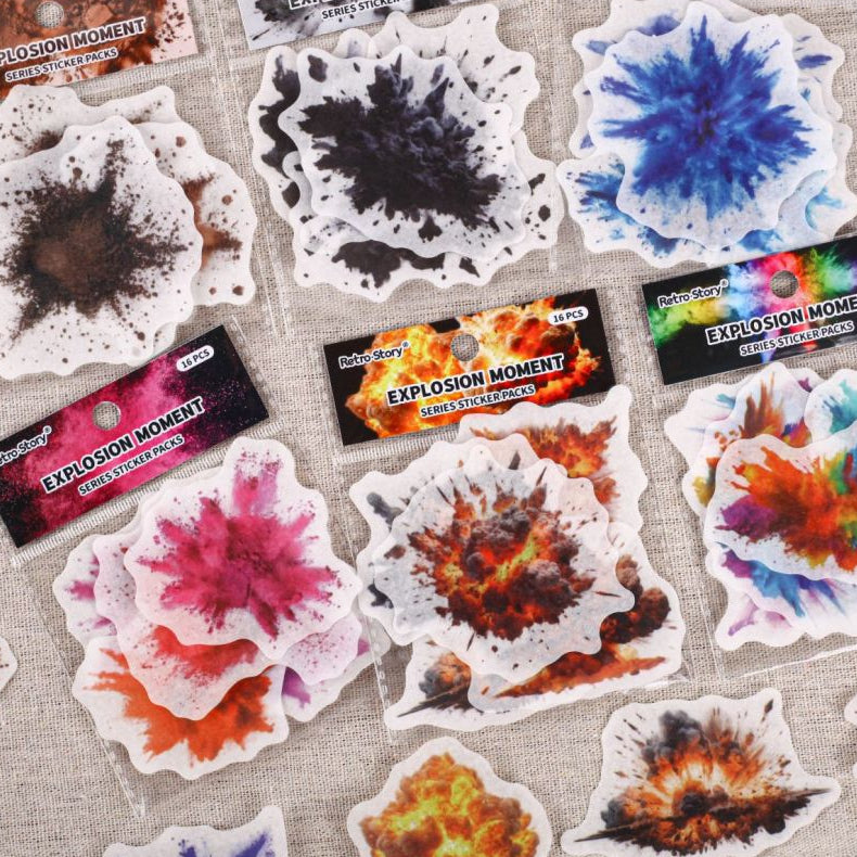 Explosion Moment Paper Stickers 16psc 6 variants