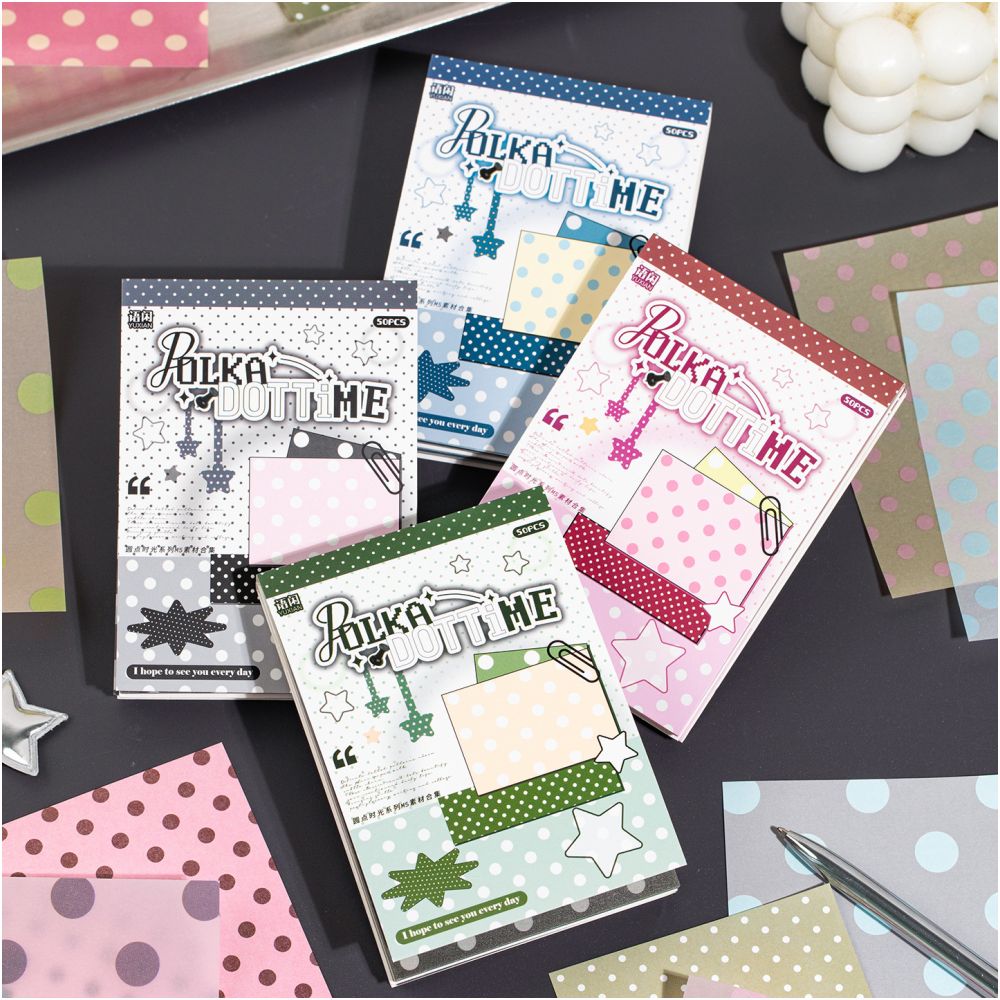 Polka Dot Time Series Material Paper 50 Sheets 4 Designs image 3