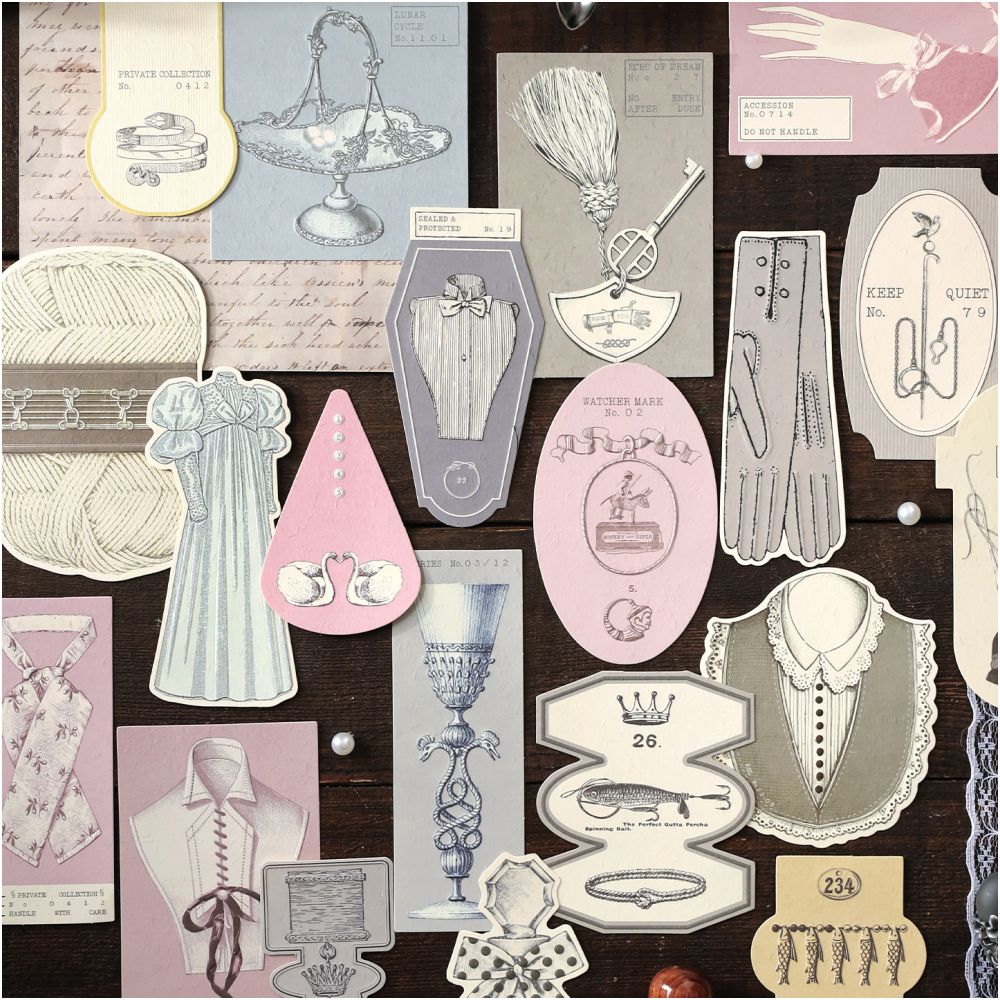 Victorian Journal Series Vintage Embossed Material Paper 10 Sheets 4 Styles image 0