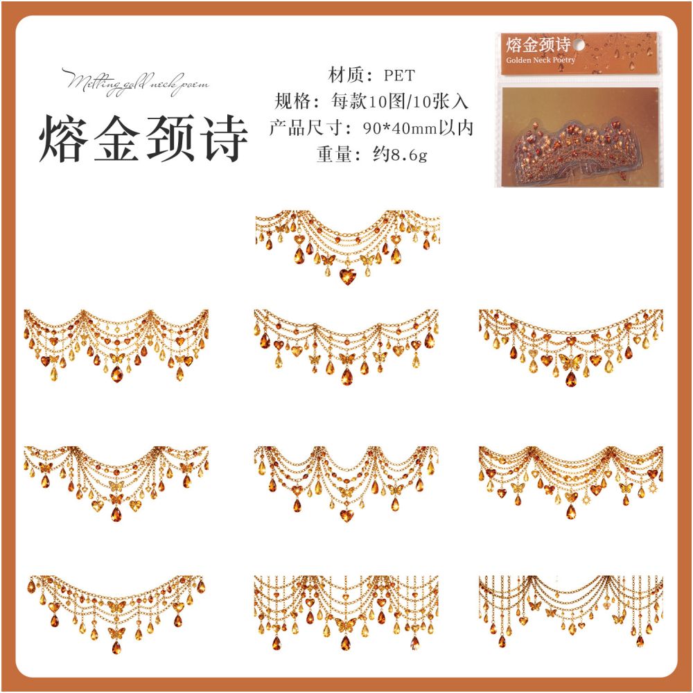 Jewelry Themed PET Stickers 10 sheets 6variants