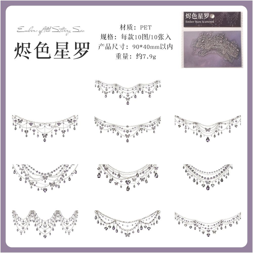 Jewelry Themed PET Stickers 10 sheets 6variants