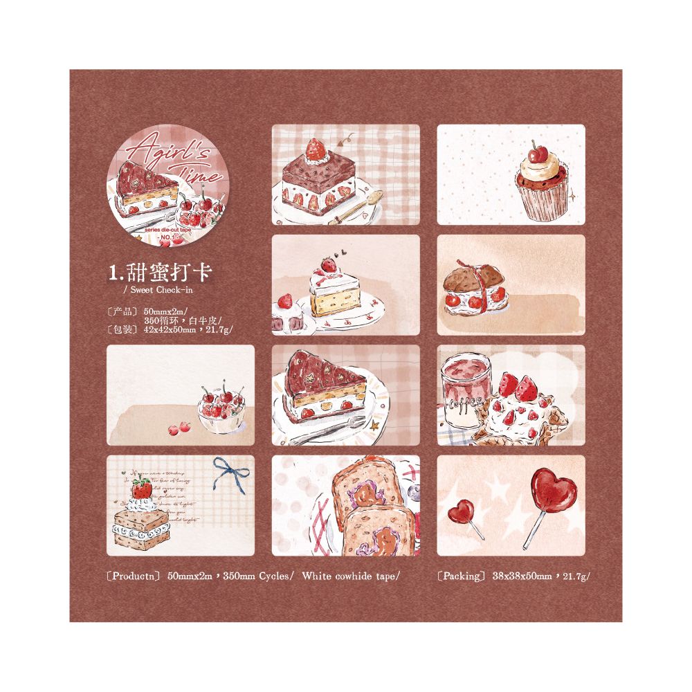 Girl's Time Series Washi Tape 5cm x 2m 4 variants