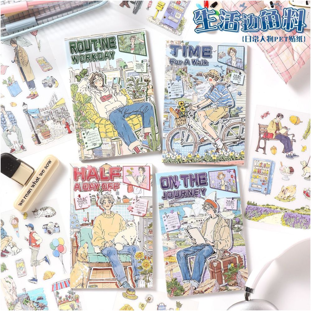 Everyday Life Scrap Series PET Stickers Book 20 Sheets 4 Designs image 1