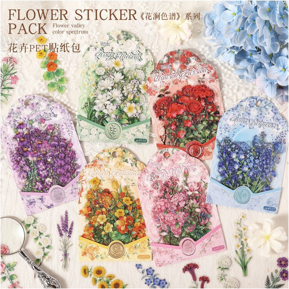 Flower Spectrum Series PET Stickers 30psc 6 variants image 0