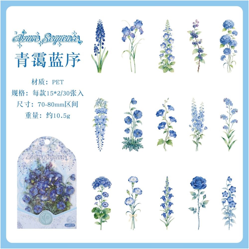 Flower Spectrum Series PET Stickers 30psc 6 variants