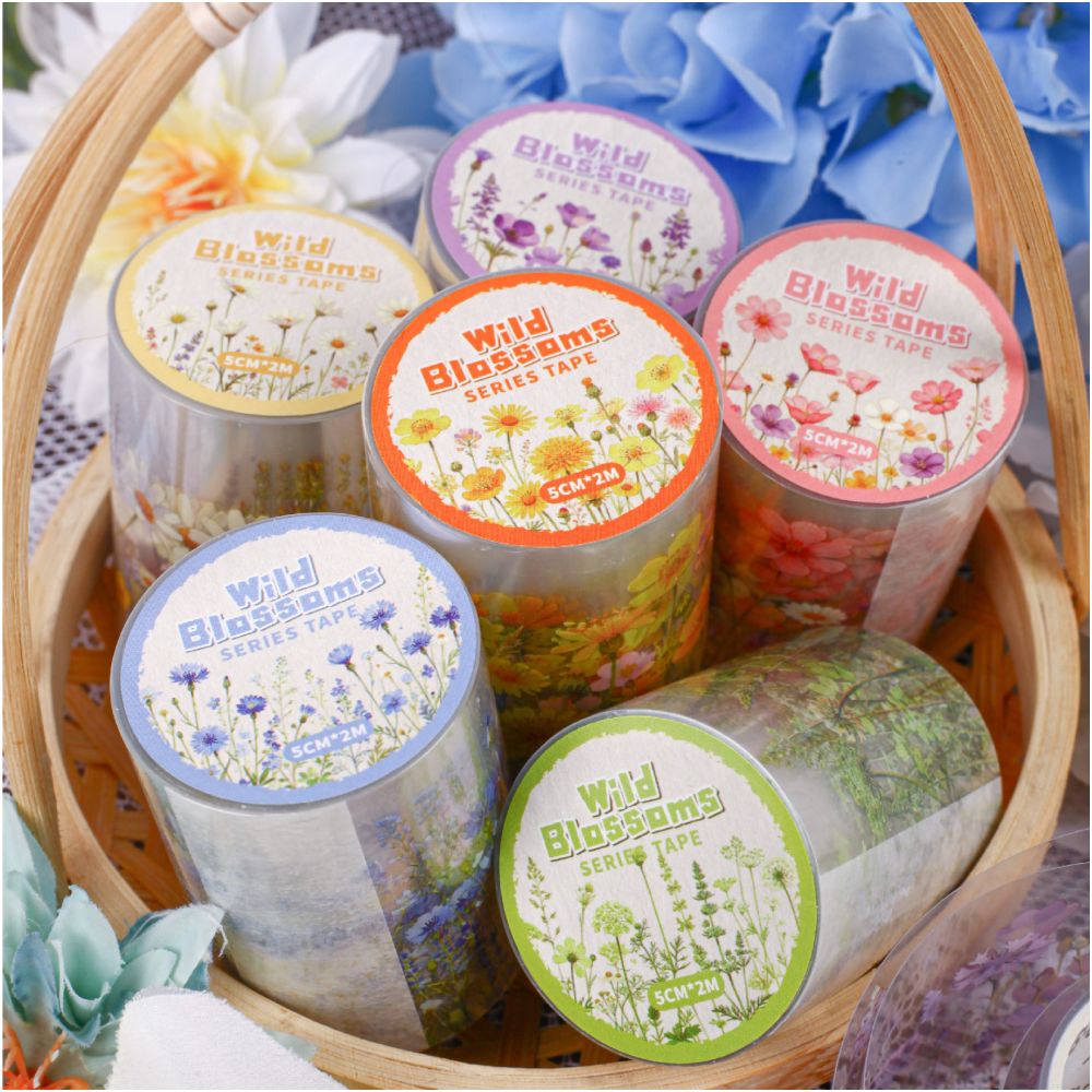 Wild Flower Series PET Tape 5cm x 2m 6 Designs image 1