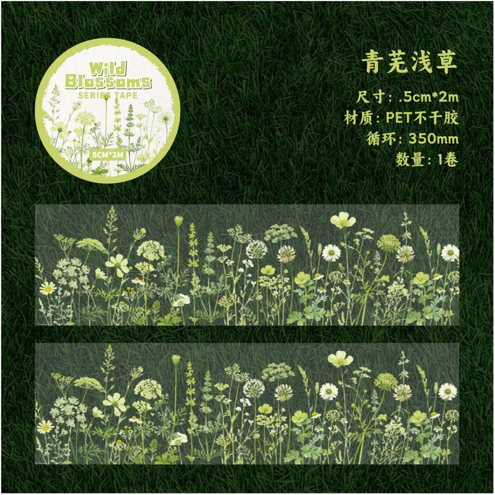 Wild Flower Series PET Tape 5cm x 2m 6 Designs