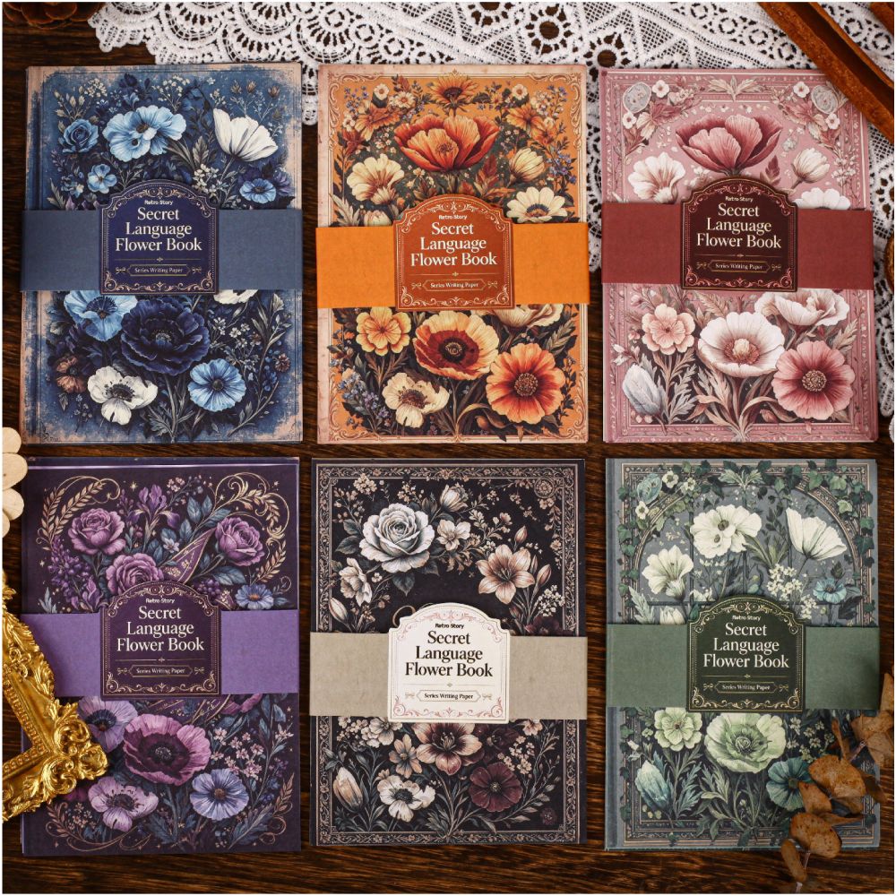 Vintage Secret Flower Series Material Paper 10cm x 14cm 24 Sheets 6 variants image 0