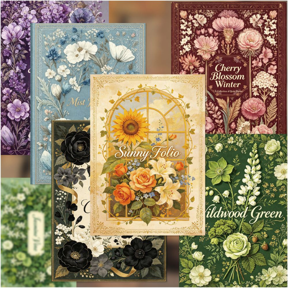 Vintage Secret Flower Series Material Paper 10cm x 14cm 24 Sheets 6 variants image 2