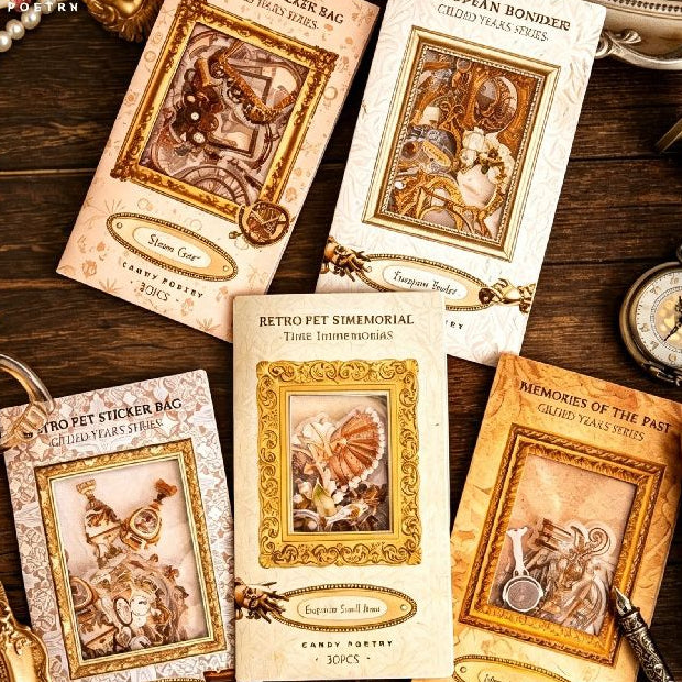 Vintage Gilded Years Series PET Stickers 30psc 5 Designs image 0