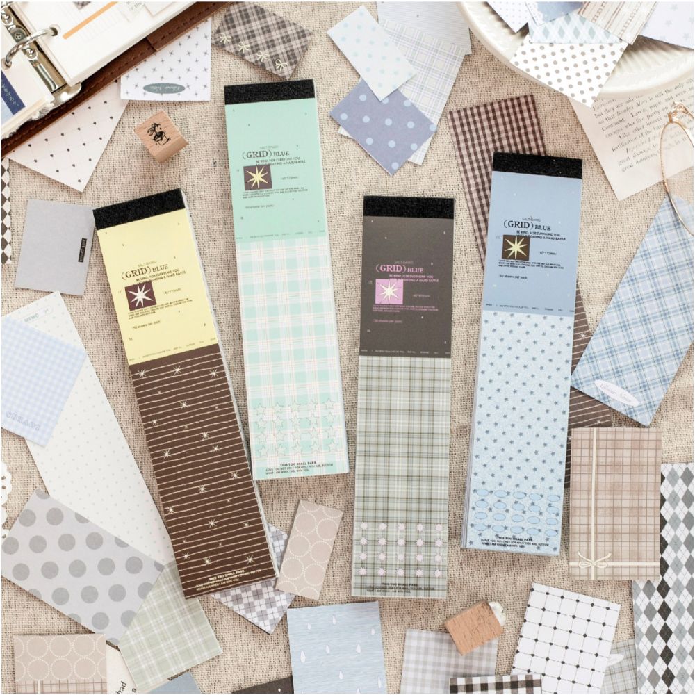 Grid Story Series Material Paper 4cm x 17cm 50 Sheets 4 Designs image 1